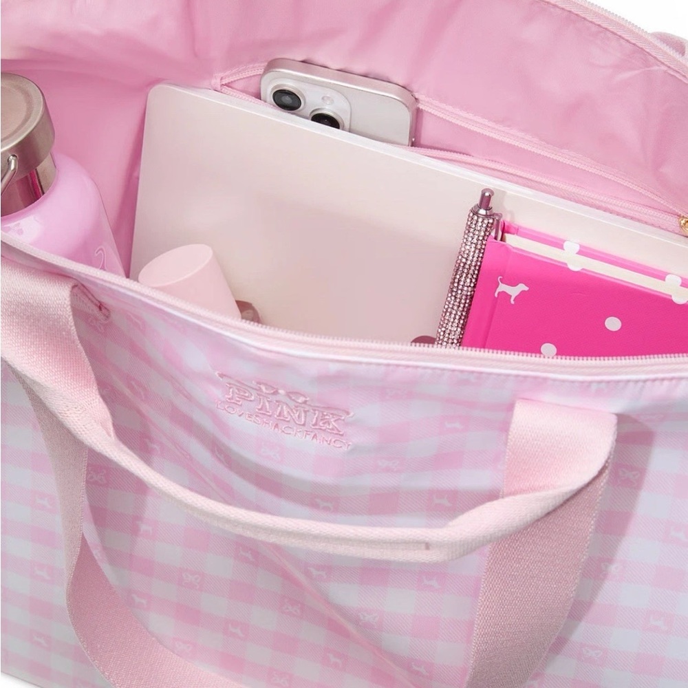 Pink x LoveShackFancy Gingham Tote Bag - Picture 4 of 5